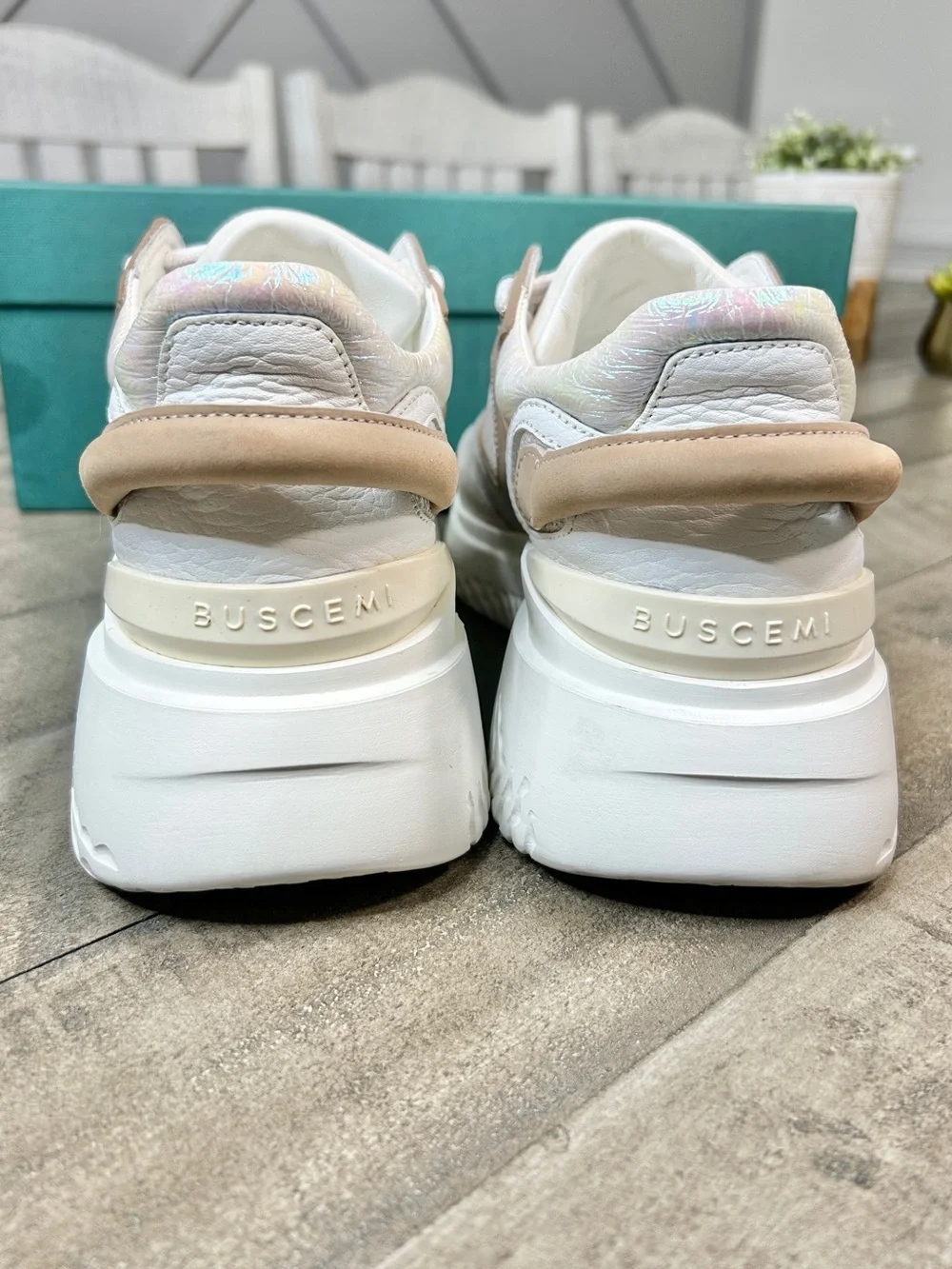 Buscemi Veloce Women’s Sneakers Size 37 White Beige Luxury Designer Shoes‎
